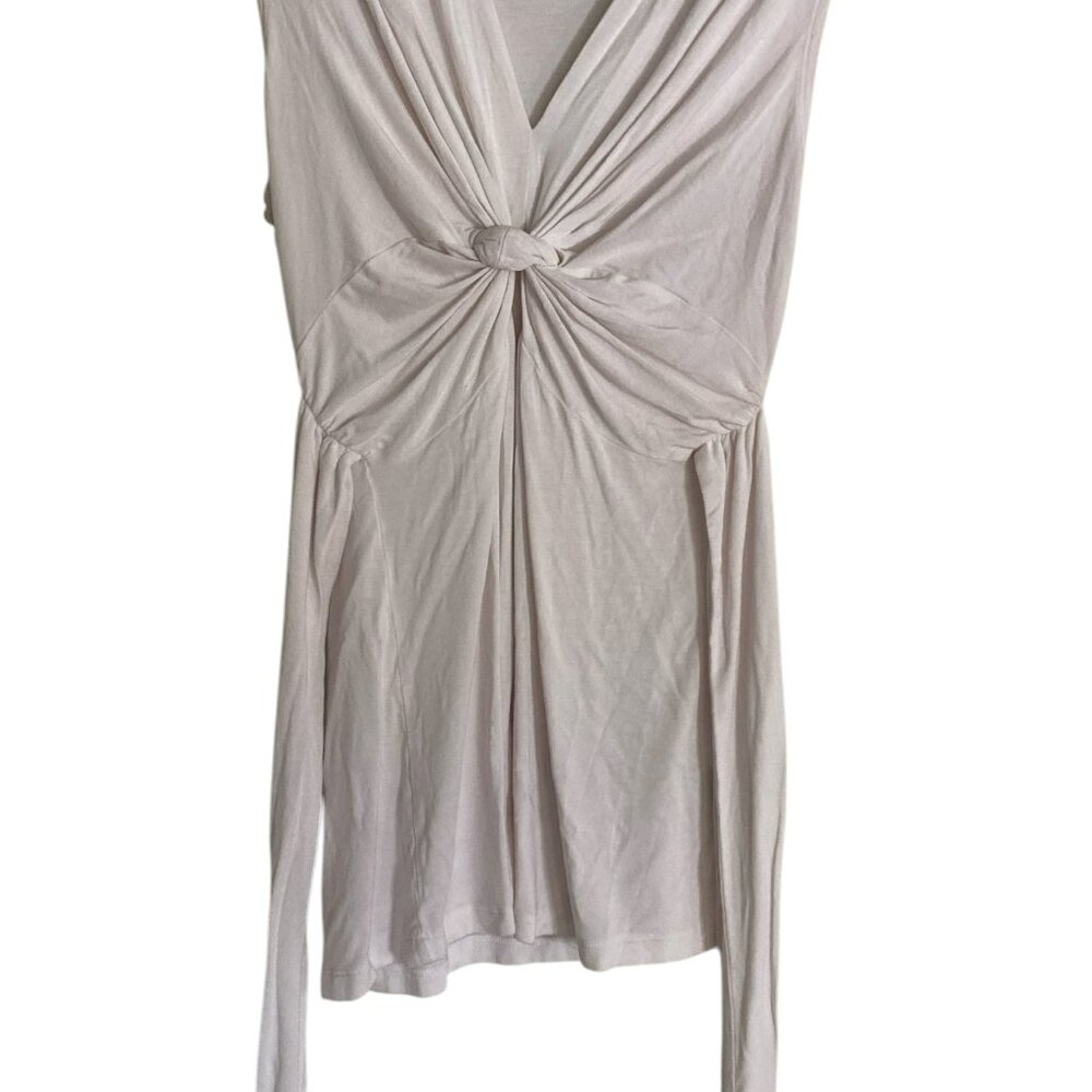 Boston Proper White Sexy V-Neck Knot Front Tank Top M